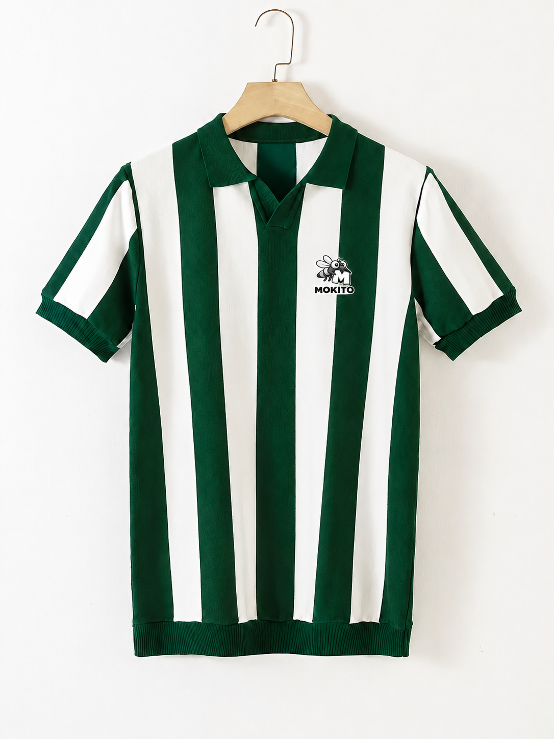 MOKITO Summer Stripe Polo — Forest Green